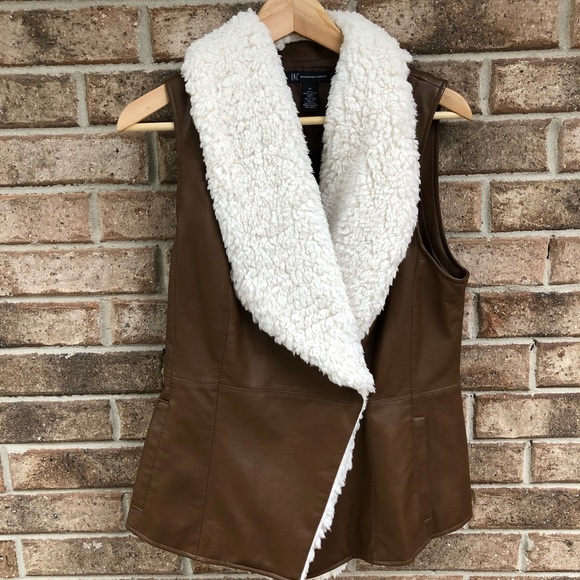 INC International Concepts Jackets & Blazers - INC faux leather vest with Sherpa collar